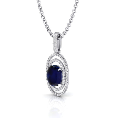 Floating Concentric Sapphire & Diamond Pendant