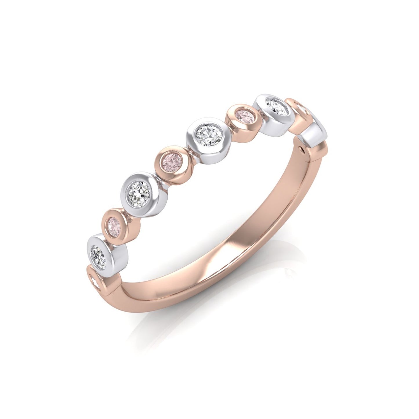 Pink & White Diamond Alternating Bezel Ring