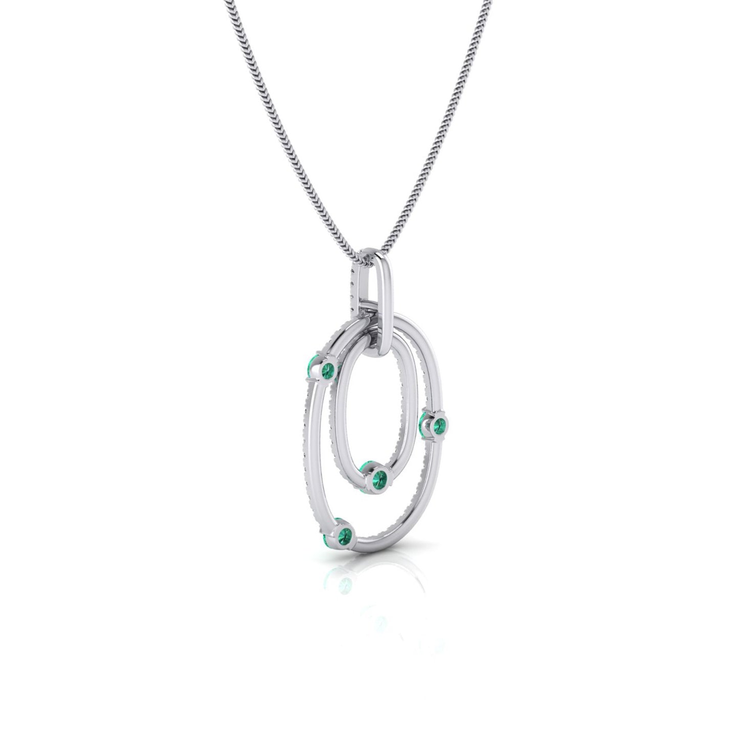 Floating Concentric Emerald & Diamond Pendant