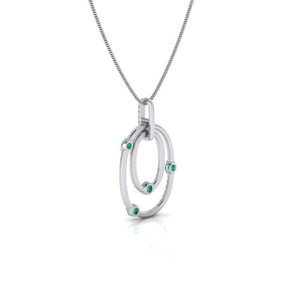 Floating Concentric Emerald & Diamond Pendant