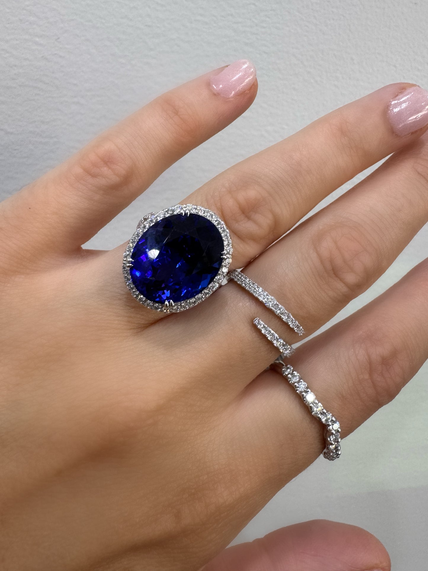 Halo Tanzanite & Diamond Ring