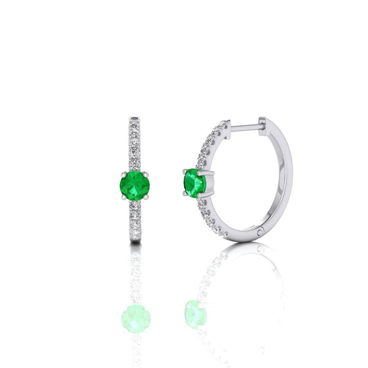 Emerald and Diamond Huggie Earrings