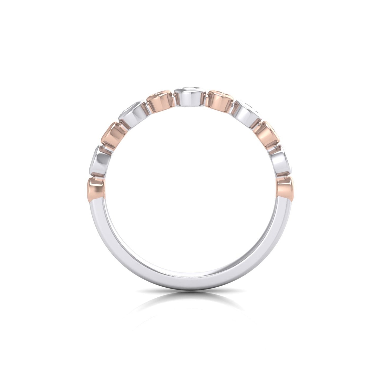 Pink & White Diamond Alternating Bezel Ring