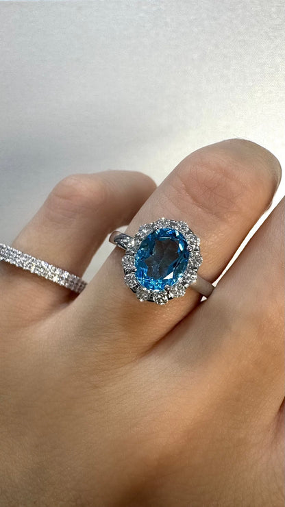 Blue Topaz Halo Ring