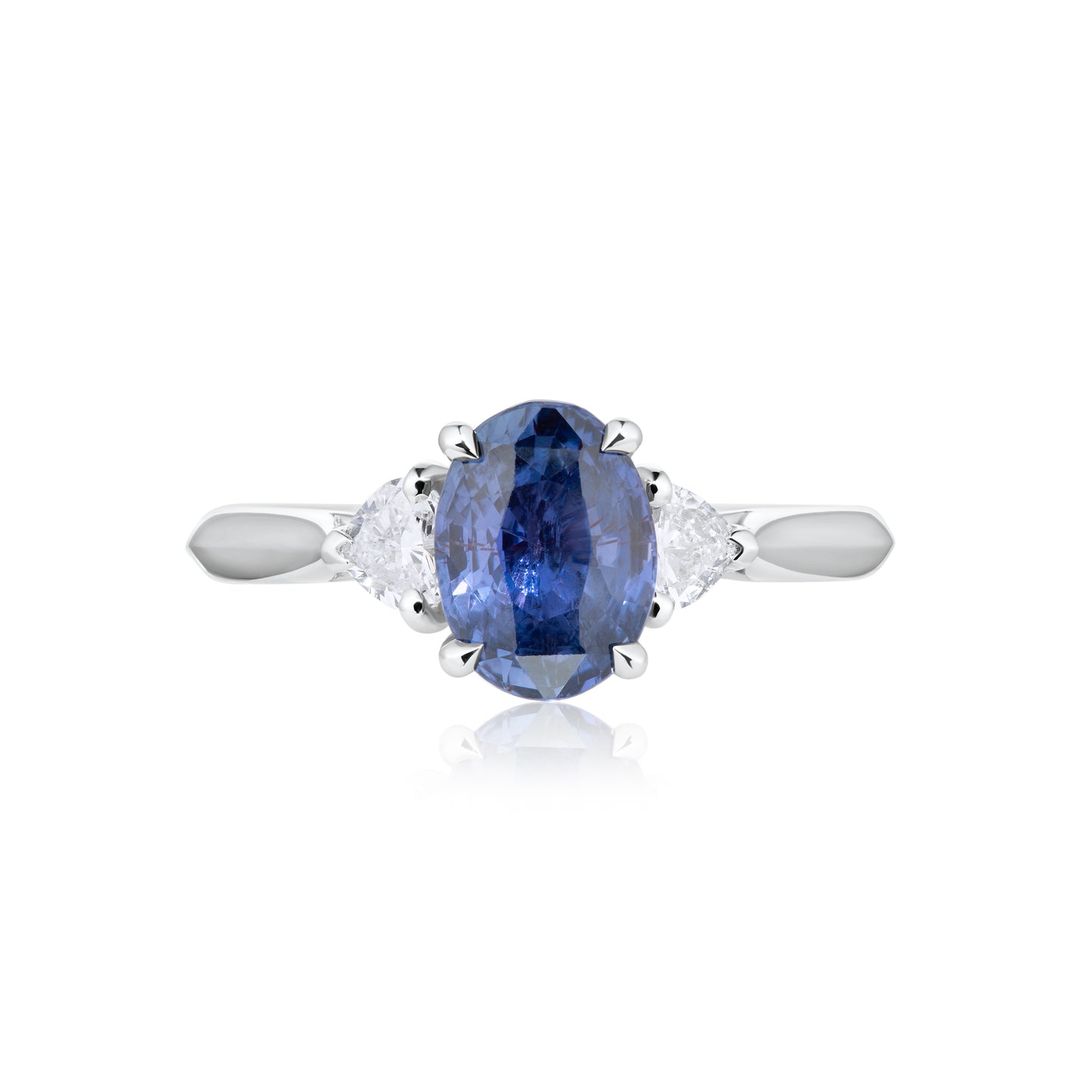 Certified Blue Sapphire & Heart Shaped Diamond Ring