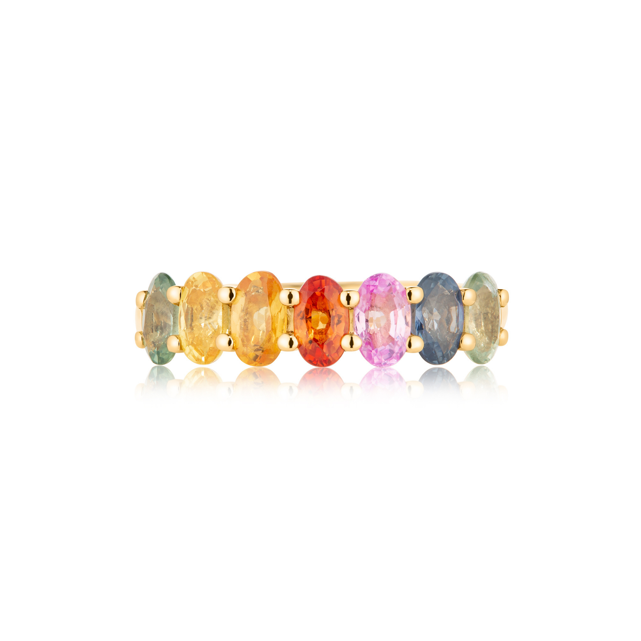 Oval Rainbow Sapphire Ring