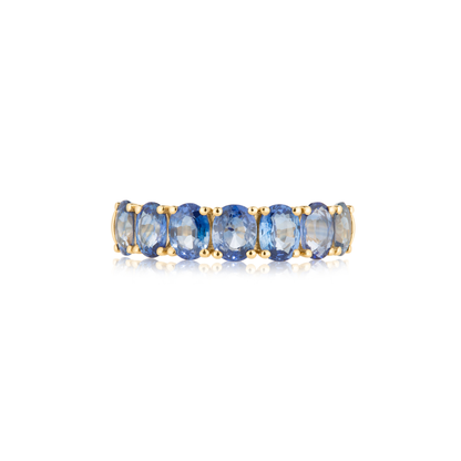 7 Stone Blue Sapphire Ring
