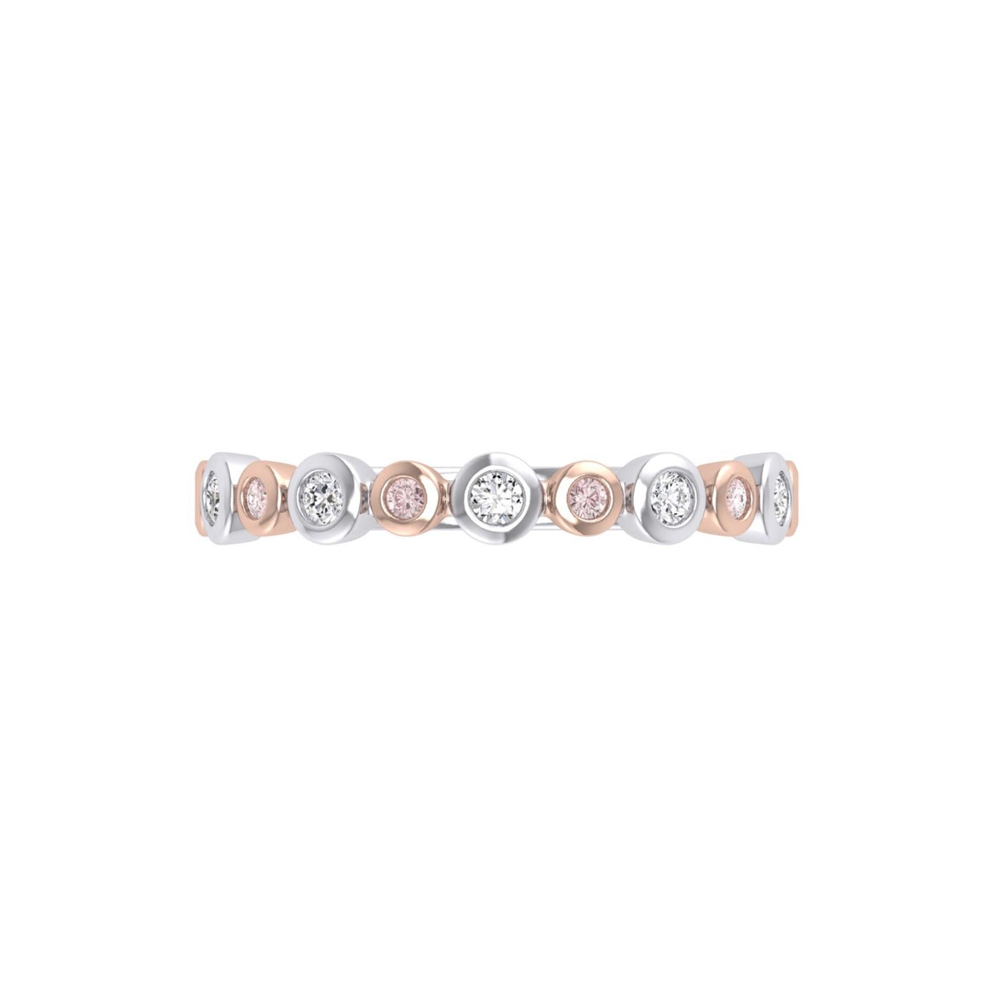 Pink & White Diamond Alternating Bezel Ring