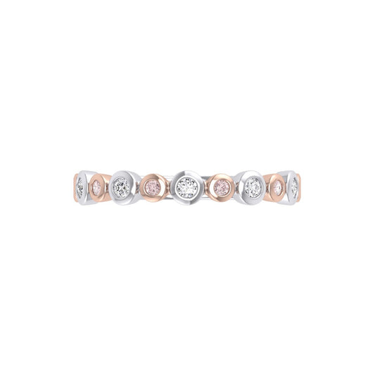 Pink & White Diamond Alternating Bezel Ring