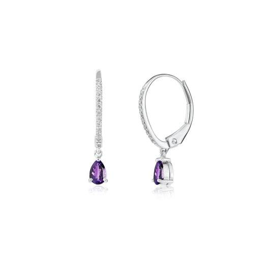 Amethyst and Diamond Drop Earrings