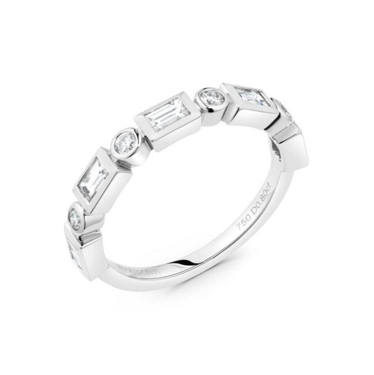 Baguette & Round Brilliant Bezel 7st 0.58tcw Ring