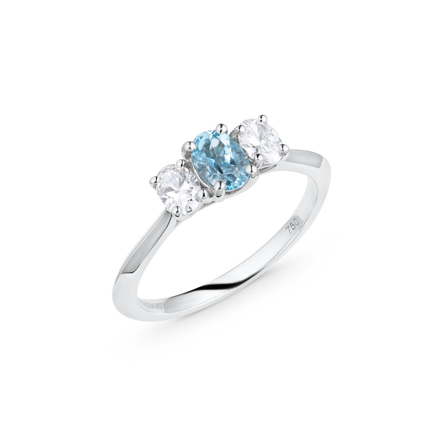 Oval Aquamarine & Diamond Trilogy Ring