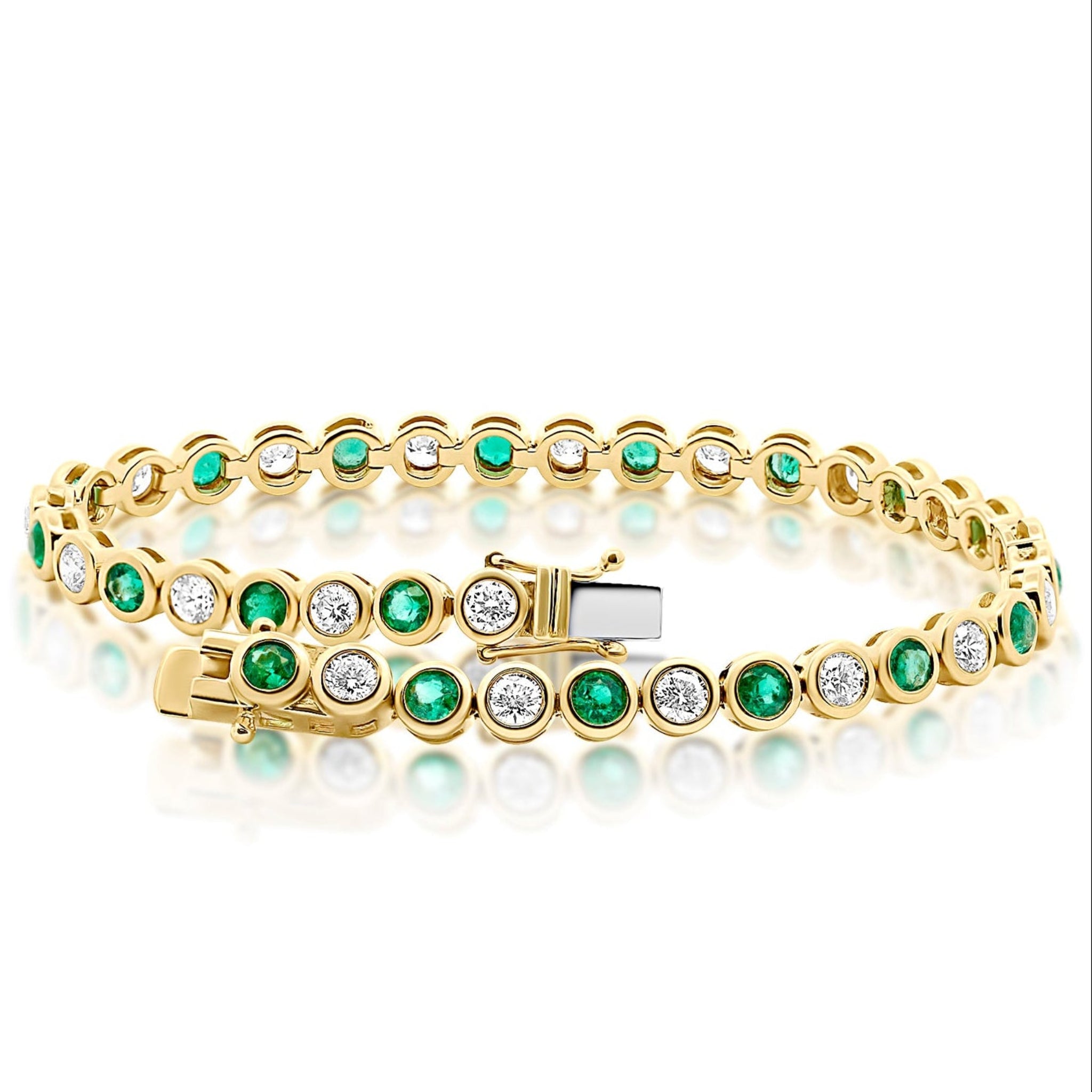 Muzo Emeralds and Diamond Bezel Bracelet