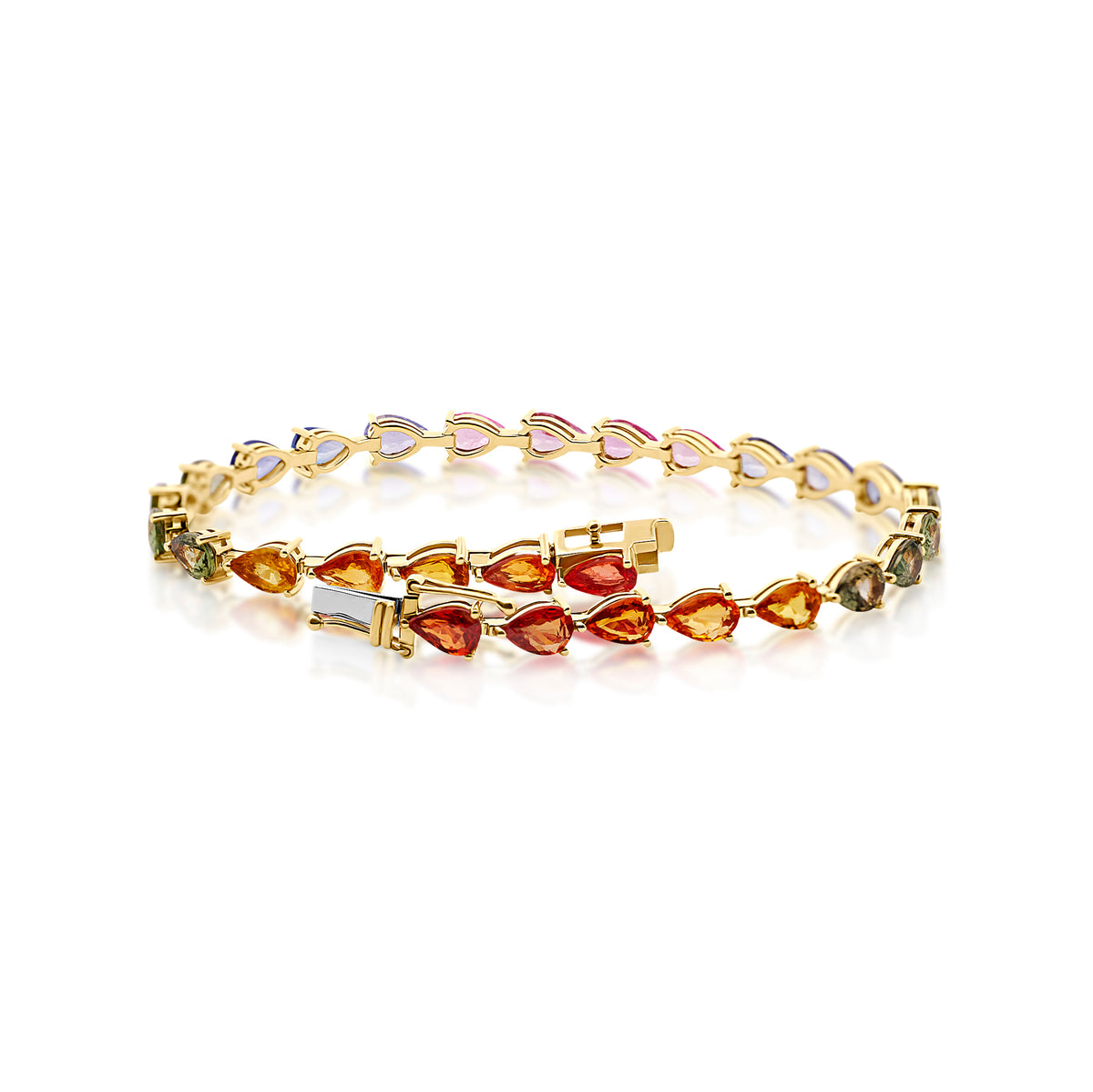 12.80ct Pear Shape Rainbow Sapphire Bracelet 18ct Gold