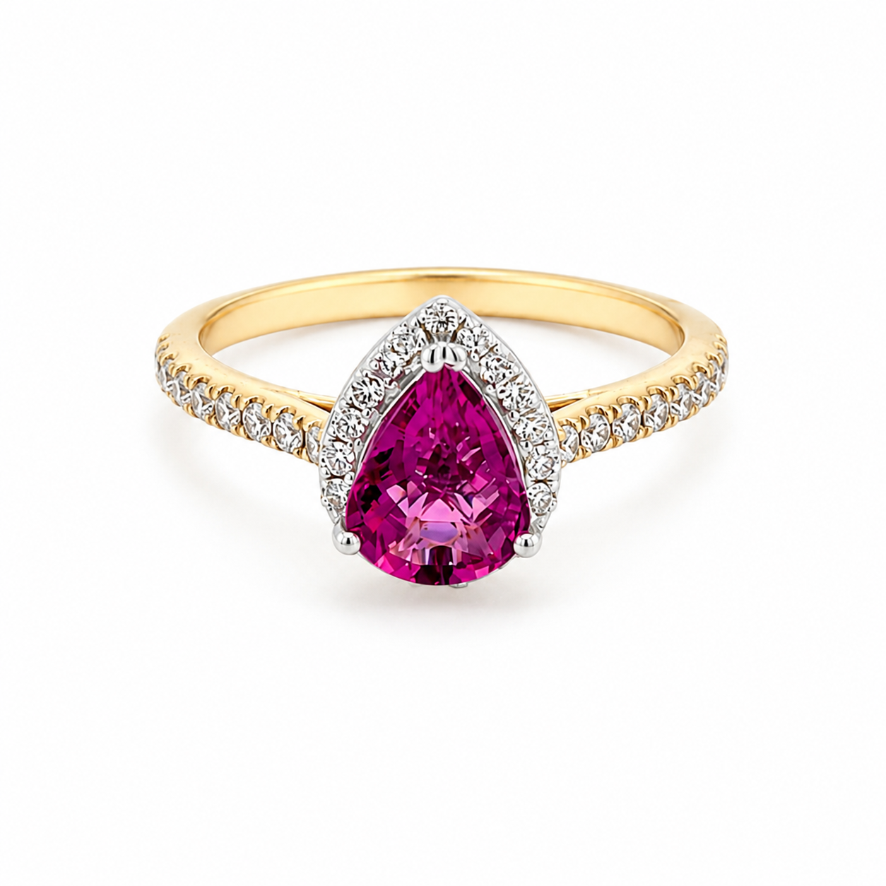 Pear Tourmaline Halo Diamond Ring