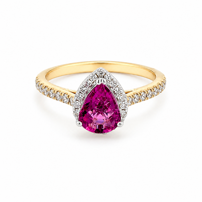 Pear Tourmaline Halo Diamond Ring