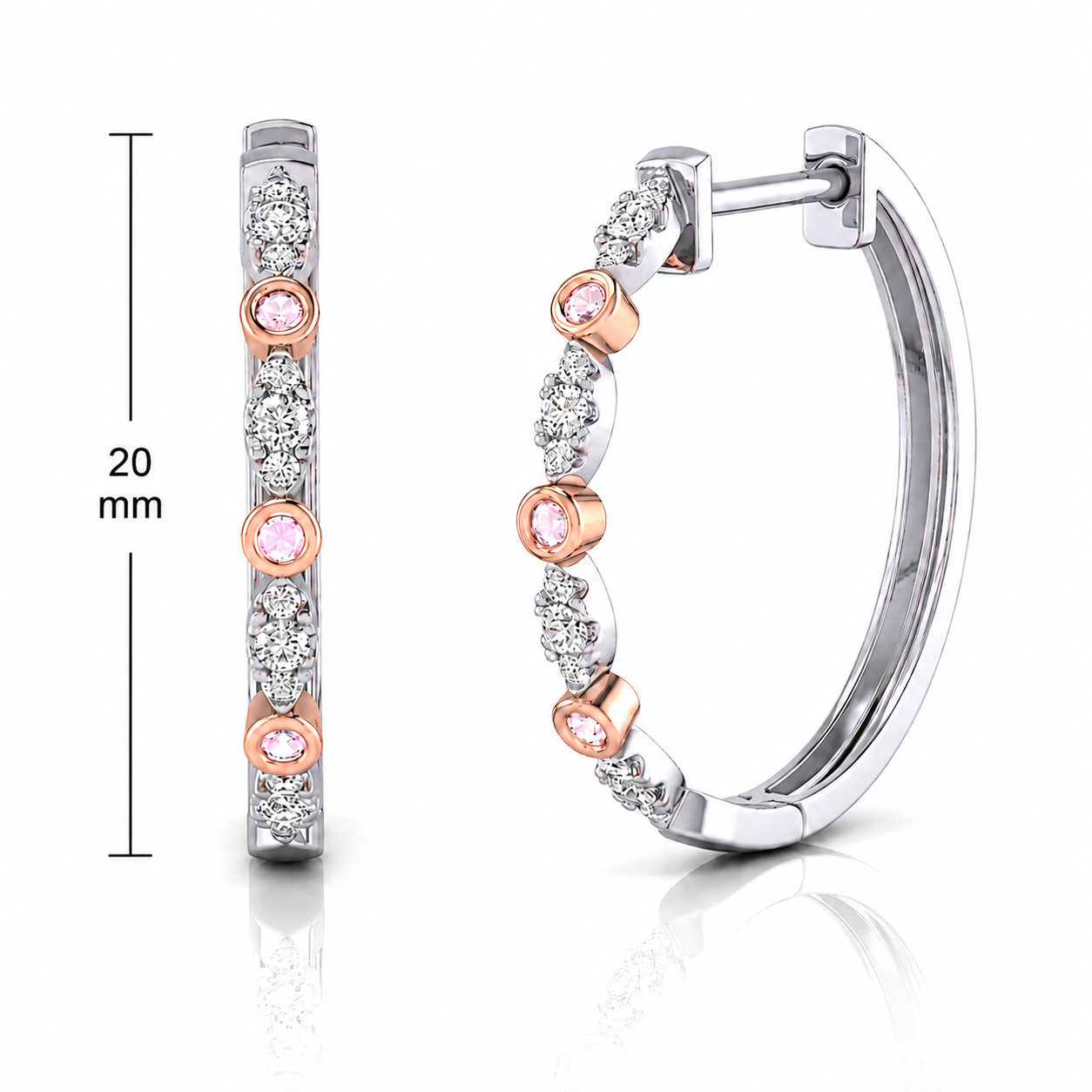 Eminence Pinks Vintage Inspired Bezel Diamond Hoop Earrings