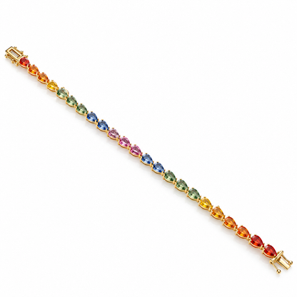 Pear Shape Rainbow Sapphire Bracelet