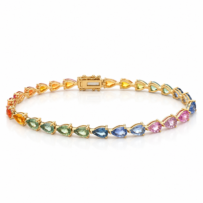 Pear Shape Rainbow Sapphire Bracelet