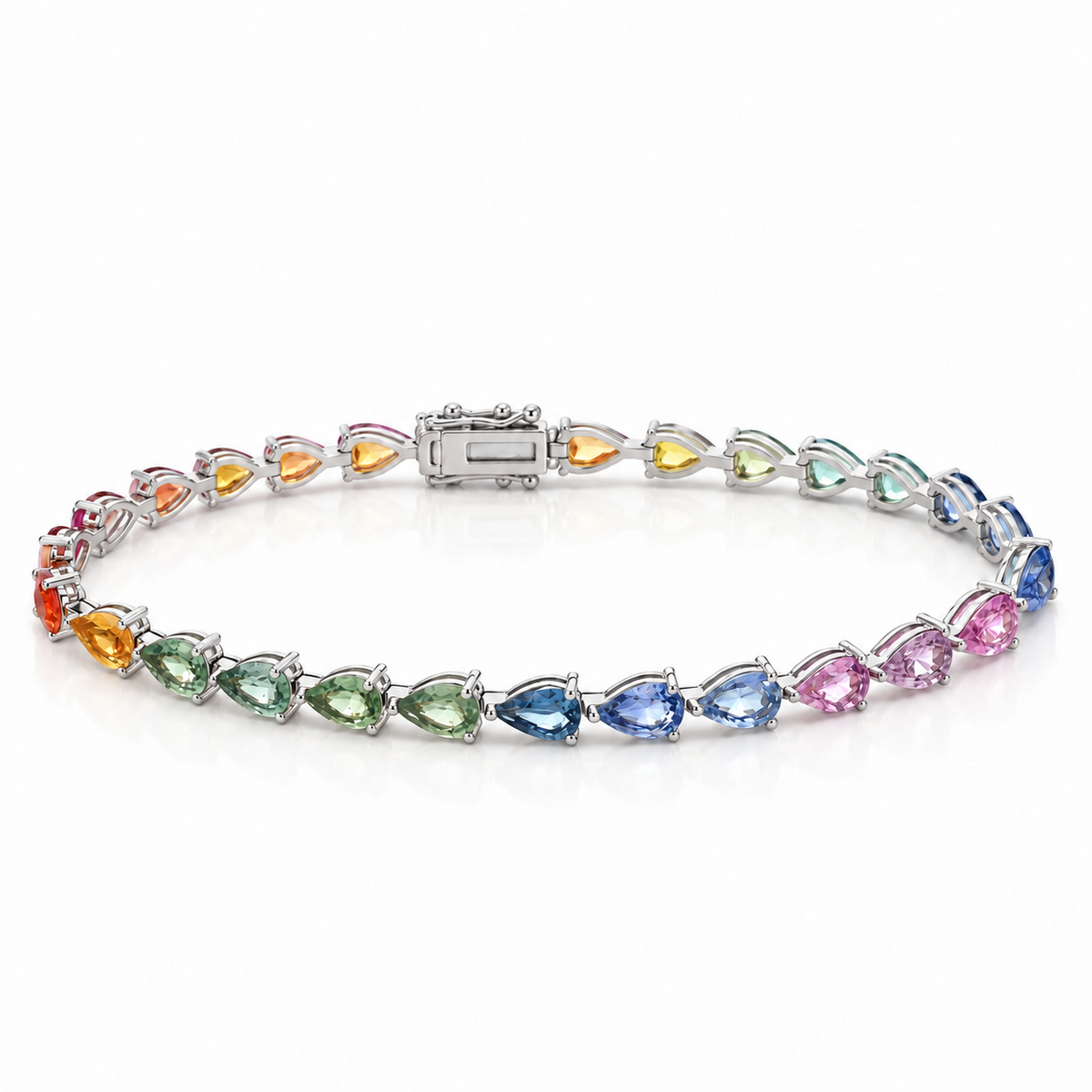 Pear Shape Rainbow Sapphire Bracelet