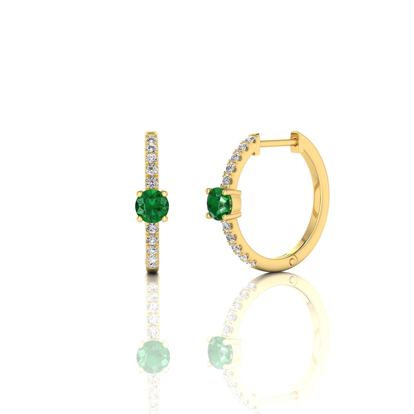 Emerald and Diamond Huggie Earrings