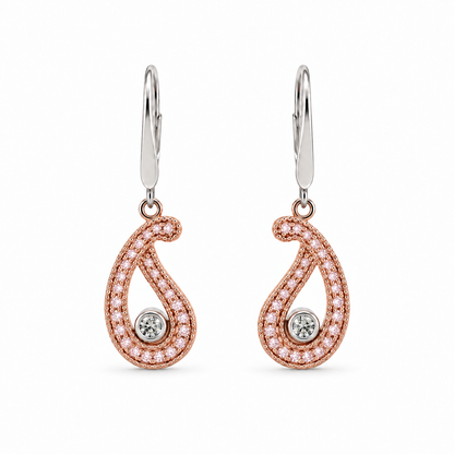 Paisley Pink Diamond Drop Earrings | 18ct White & Rose Gold