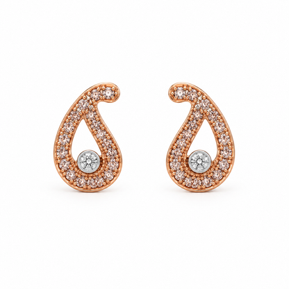Paisley Pink Diamond Stud Earrings | 18ct White & Rose Gold