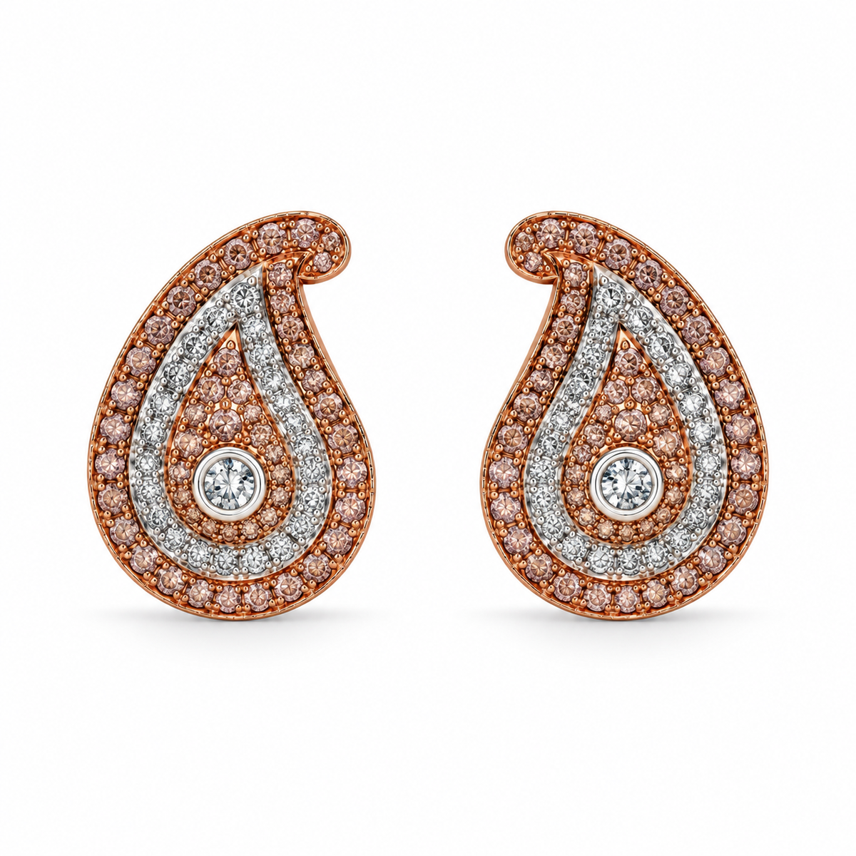 Paisley Pink Diamond Pavé Stud Earrings | 18ct Rose Gold