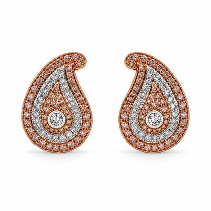 Paisley Pink Diamond Pavé Stud Earrings | 18ct Rose Gold
