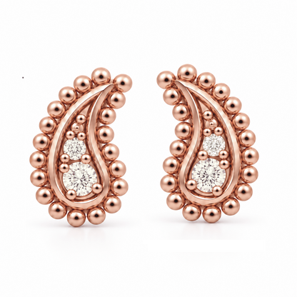 Paisley Diamond Stud Earrings | 18ct Rose Gold