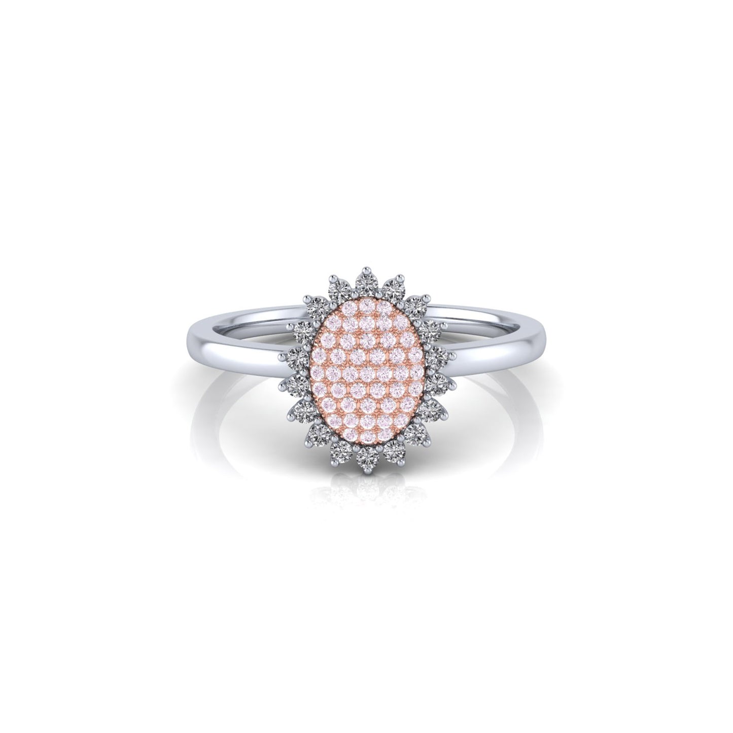 Eminence Pinks Sunflower Oval Pave Ring