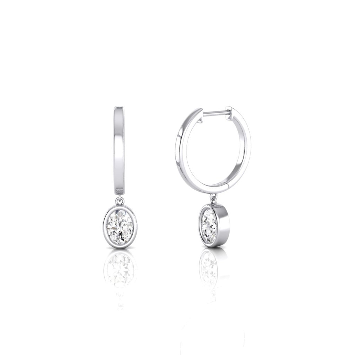 Timeless Oval Bezel Set Drop Huggies