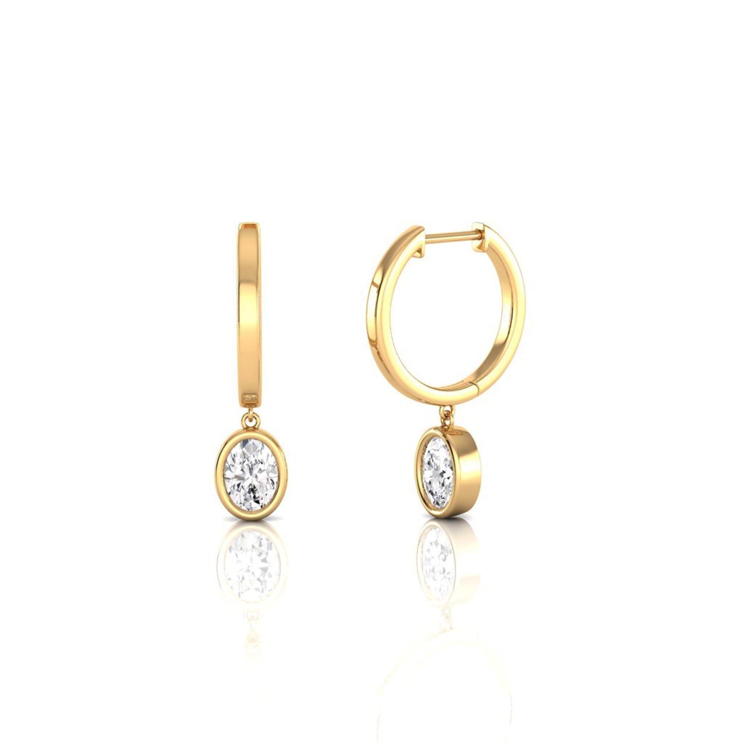 Timeless Oval Bezel Set Drop Huggies