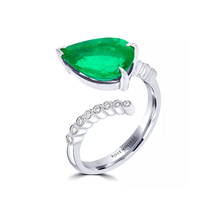 Natural Pear Shape Emerald Ring