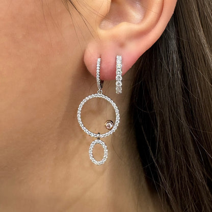 Double Drop Pink Bezel Earrings