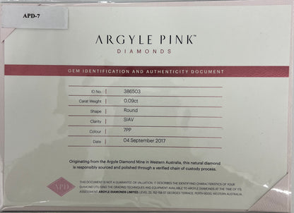 Argyle RB 0.09ct 7PP SIAV Certified Loose Pink Diamond From WA