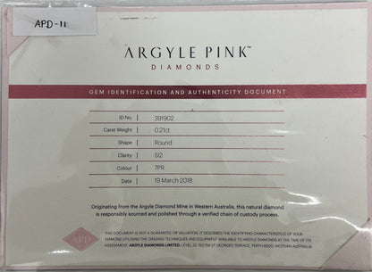 Argyle RB 0.21ct 7PR SI2 Certified Loose Pink Diamond From WA