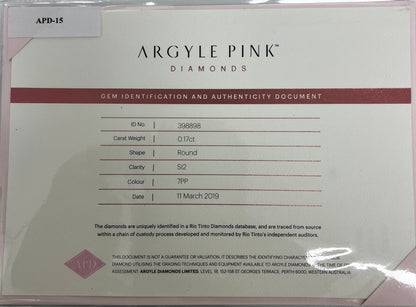 Argyle RB 0.17ct 7PP SI2 Certified Loose Pink Diamond From WA