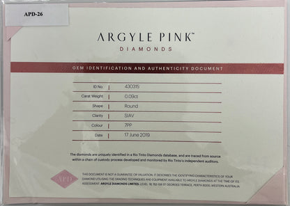 Argyle RB 0.09ct 7PP SIAV Certified Loose Pink Diamond From WA