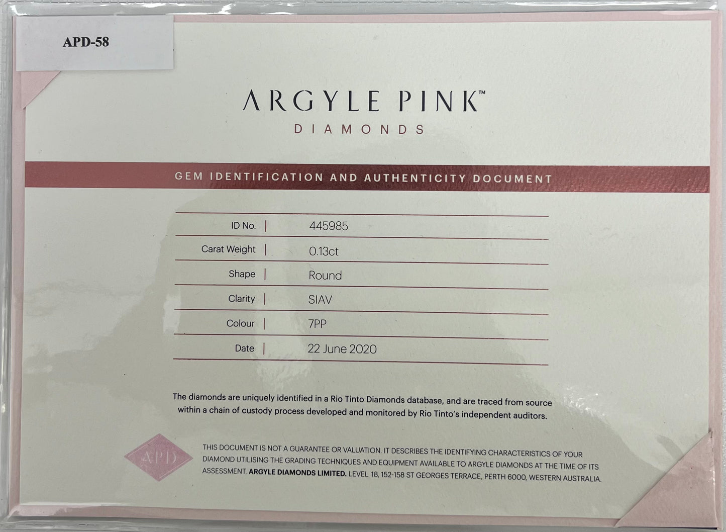 7PP 0.13ct Certified Loose Pink Diamond From WA
