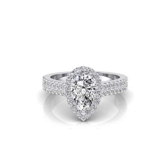 Audrey Pear Double Row Halo Ring