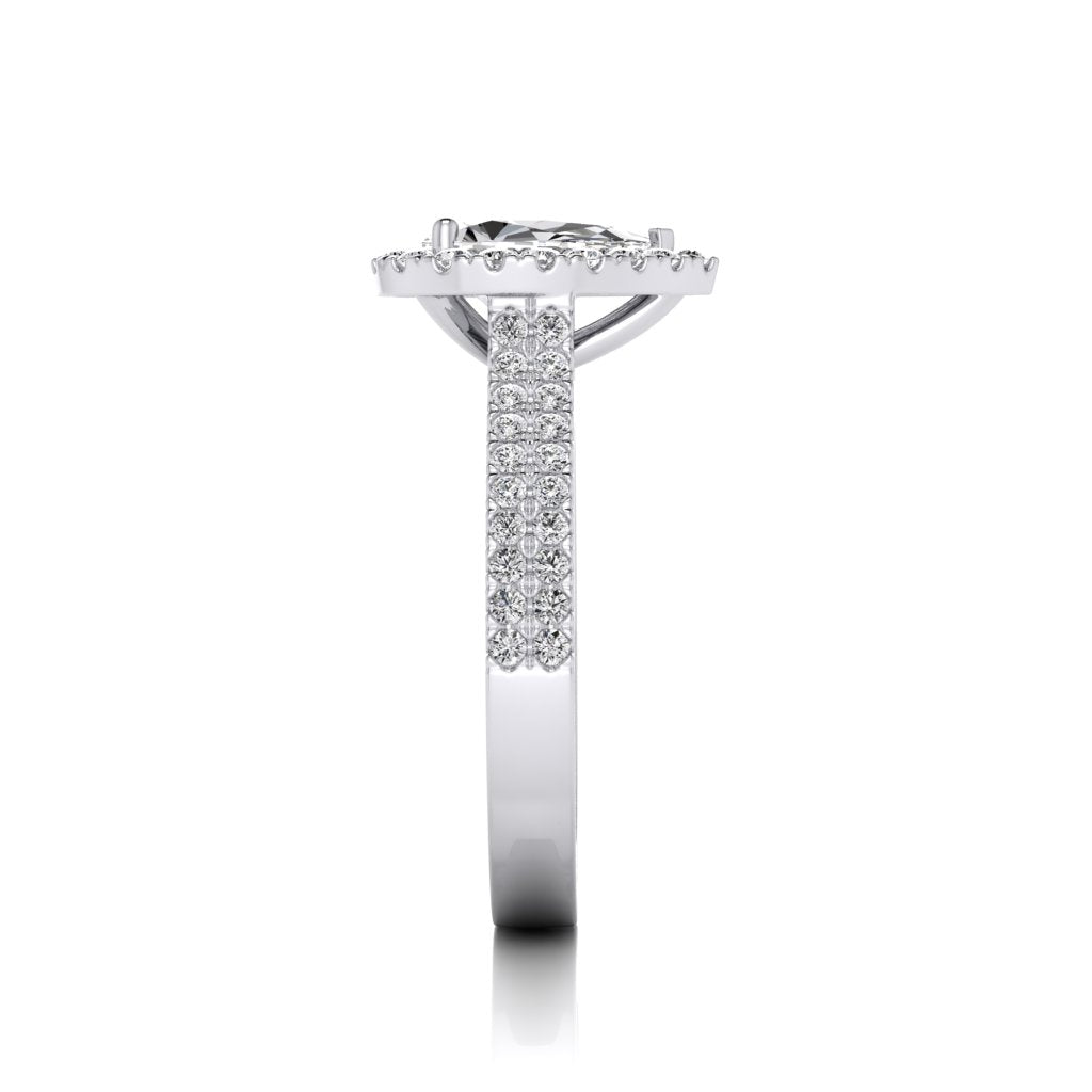 Audrey Pear Double Row Halo Ring