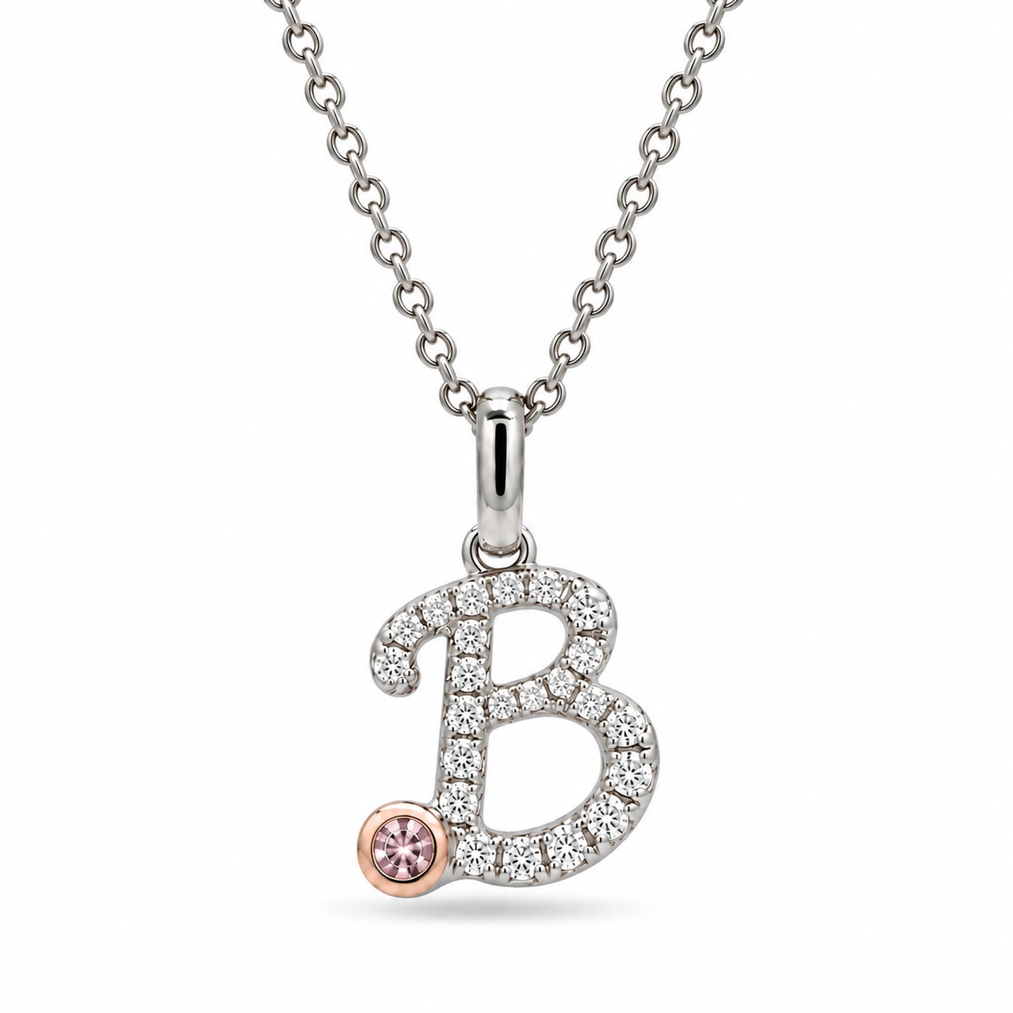 18ct White Gold Initial Letter with Natural Diamond Pendant.