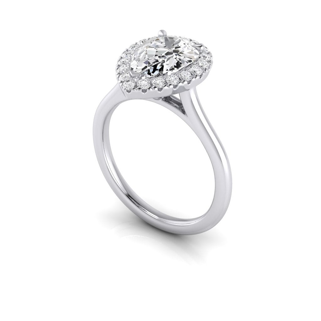 Sandra Pear Diamond Halo Ring