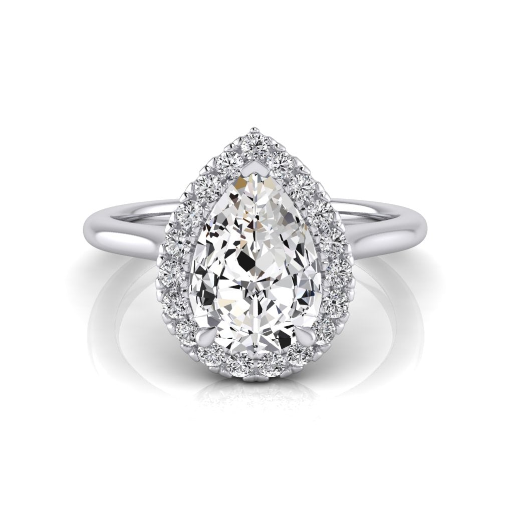 Sandra Pear Diamond Halo Ring