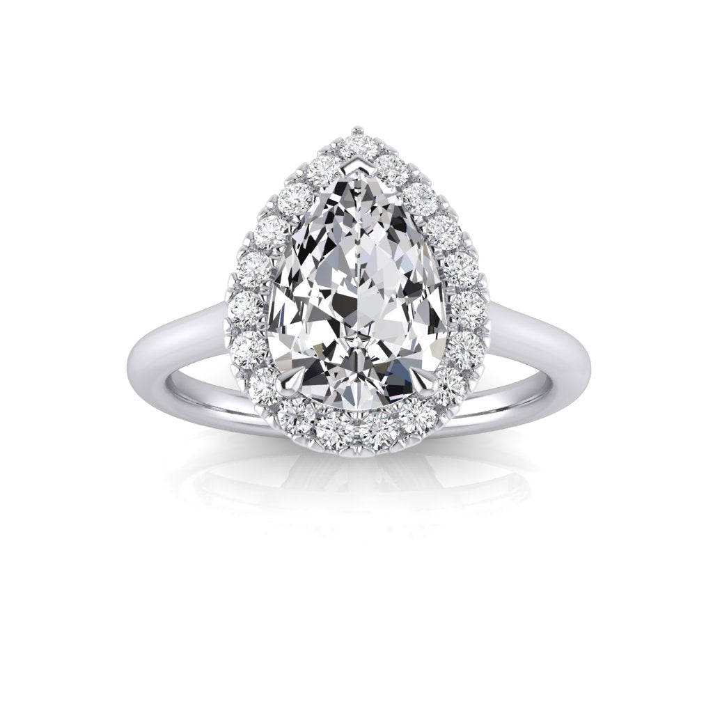 Sandra Pear Diamond Halo Ring