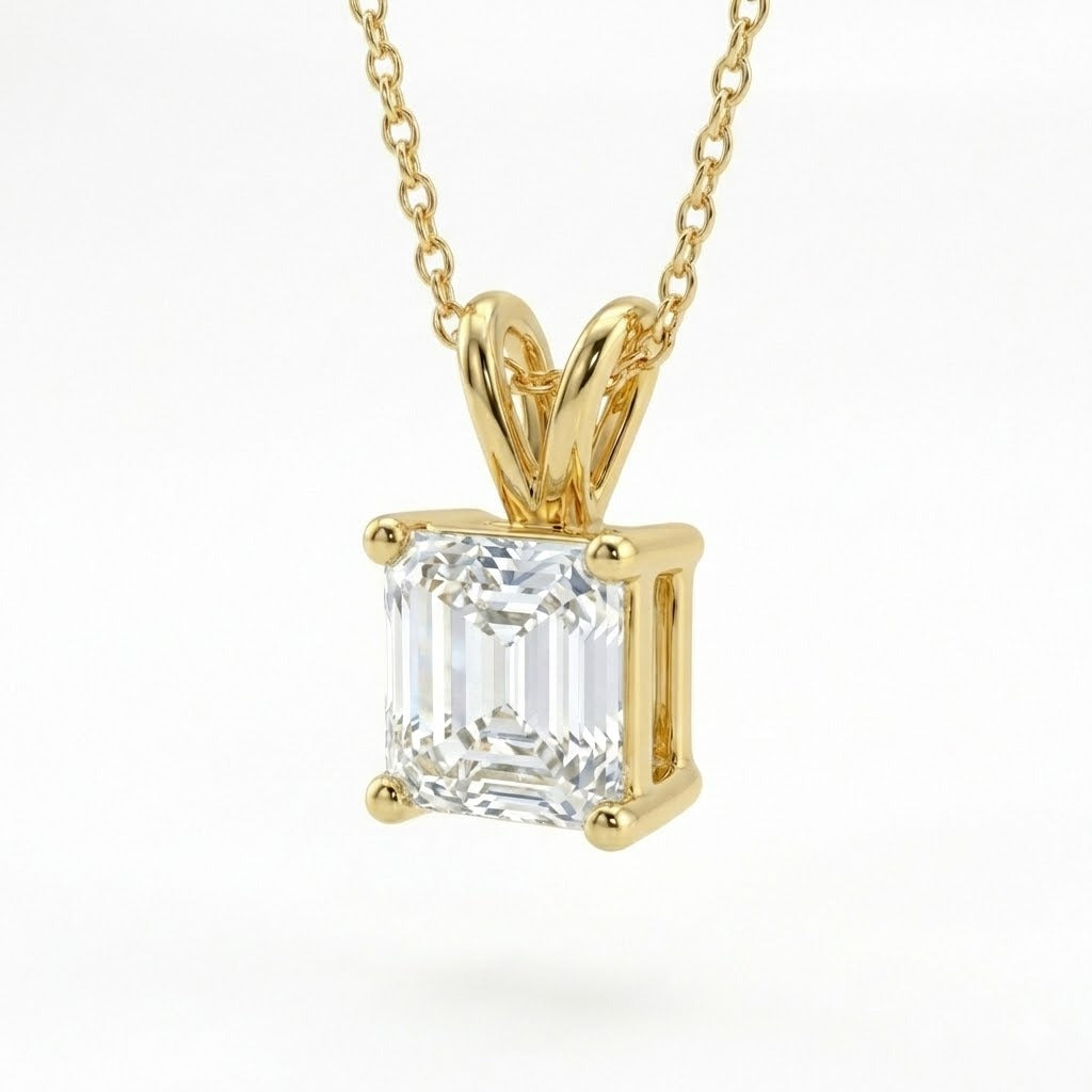 Pendant 0.50ct Sq Emerald Natural Diamonds (GIA)