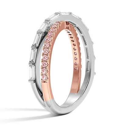 Eminence Pinks Baguette and Round Cross over Ring