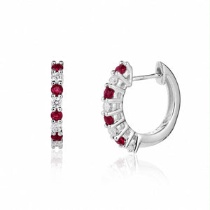 Ruby and Diamond Huggies Earrings