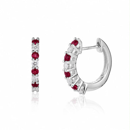 Ruby and Diamond Huggies Earrings